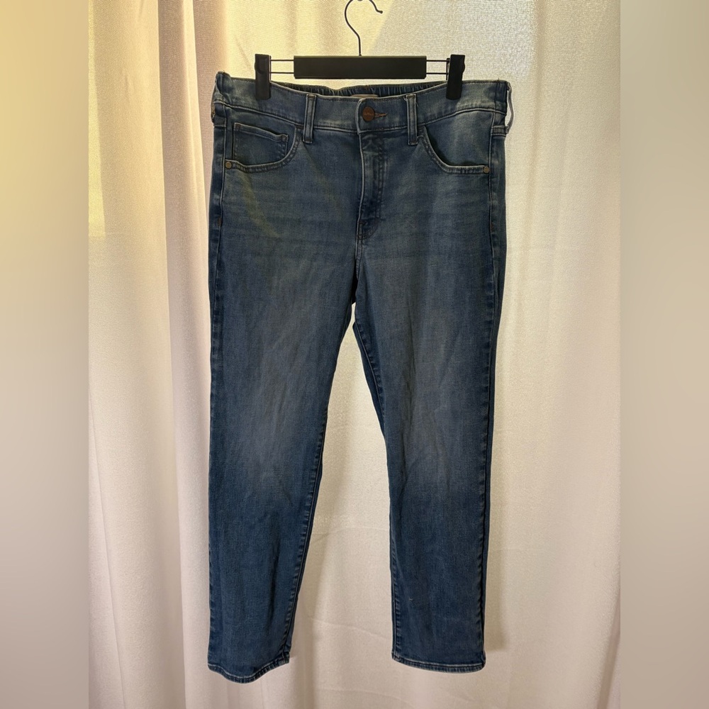 Upwest Jeans Vintage Utility Denim Pant‎ Elastic Shirt Waist size Large EUC 522